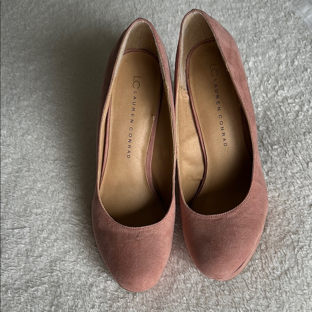 LC Lauren Conrad Joanna Mauve Platform Wedge High Heel Shoe Size 8.5